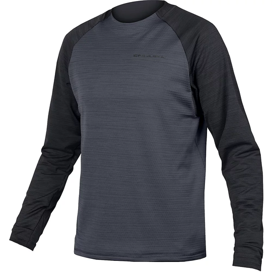 Endura Singletrack Fleece MTB Jersey - M} - Black, Black