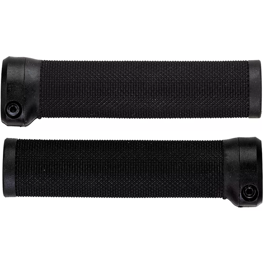 Brand-X Knurled Lock On MTB Handlebar Grips - 135mm} - Black, Black