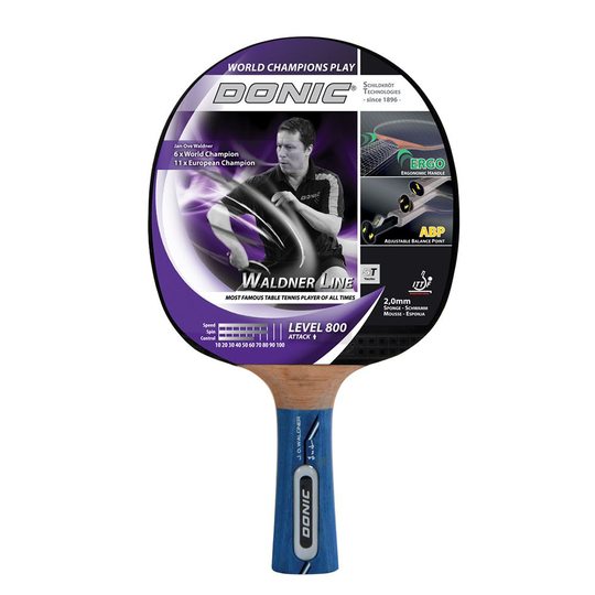 DONIC Racket Waldner 800 sis. DVD, Pöytätennismailat