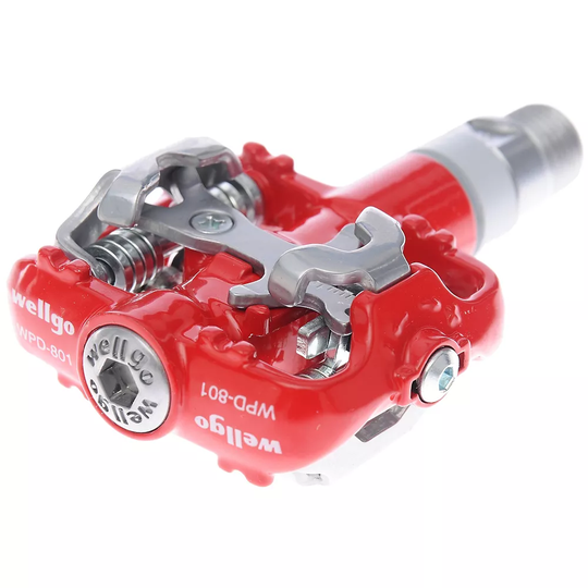 Wellgo WPD801 SPD Clipless MTB Pedals - Red, Red